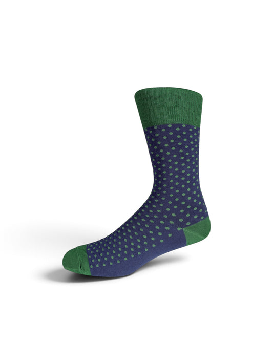 Everyday Bamboo Sock Polkas - Indigo/Green