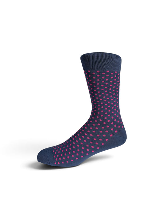 Everyday Bamboo Sock Polkas - Indigo/Pink