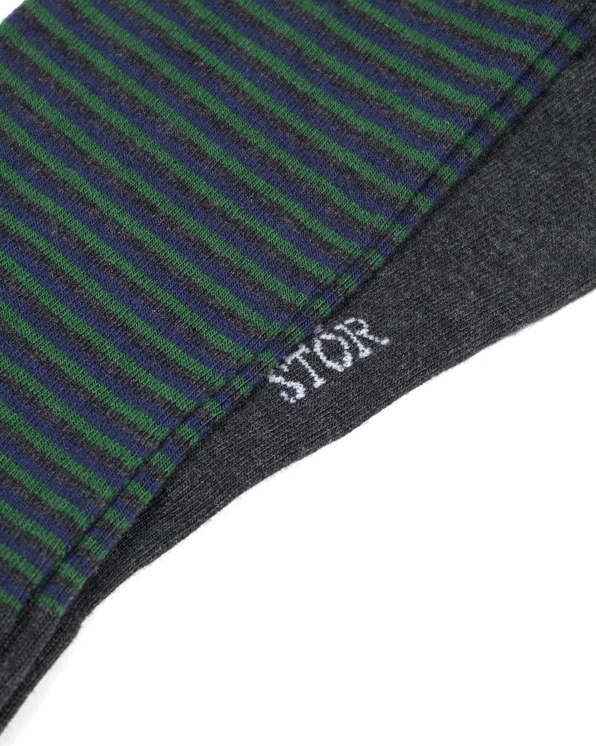 Everyday Bamboo Sock Stripes - Char/Green/Blue