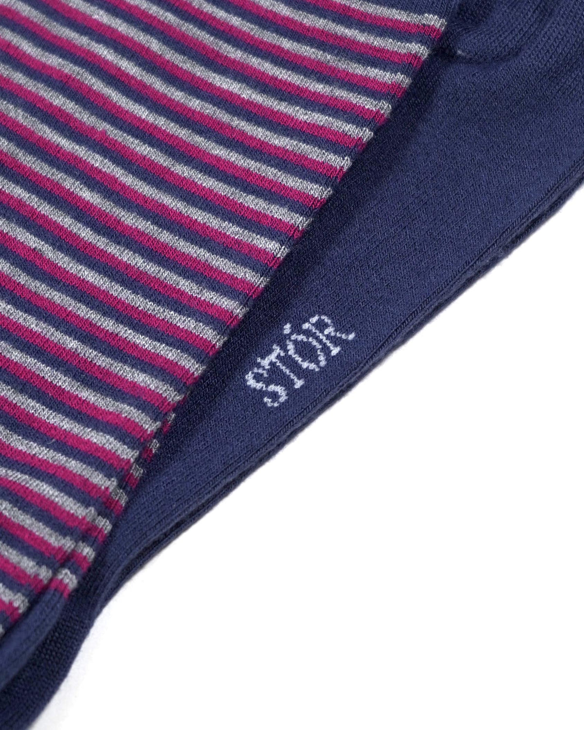 Everyday Bamboo Sock Stripes - Indigo/Grey/Pink