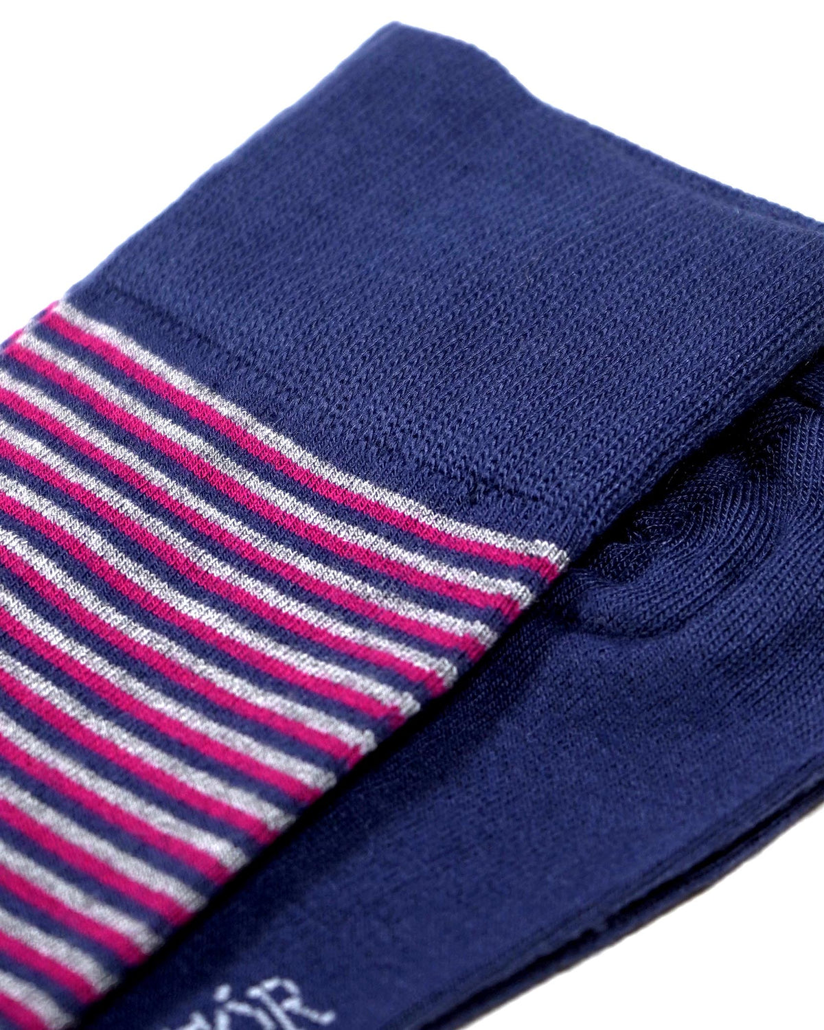 Everyday Bamboo Sock Stripes - Indigo/Grey/Pink